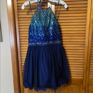 Masquerade Sparkling Blue Sequin Cocktail Dress